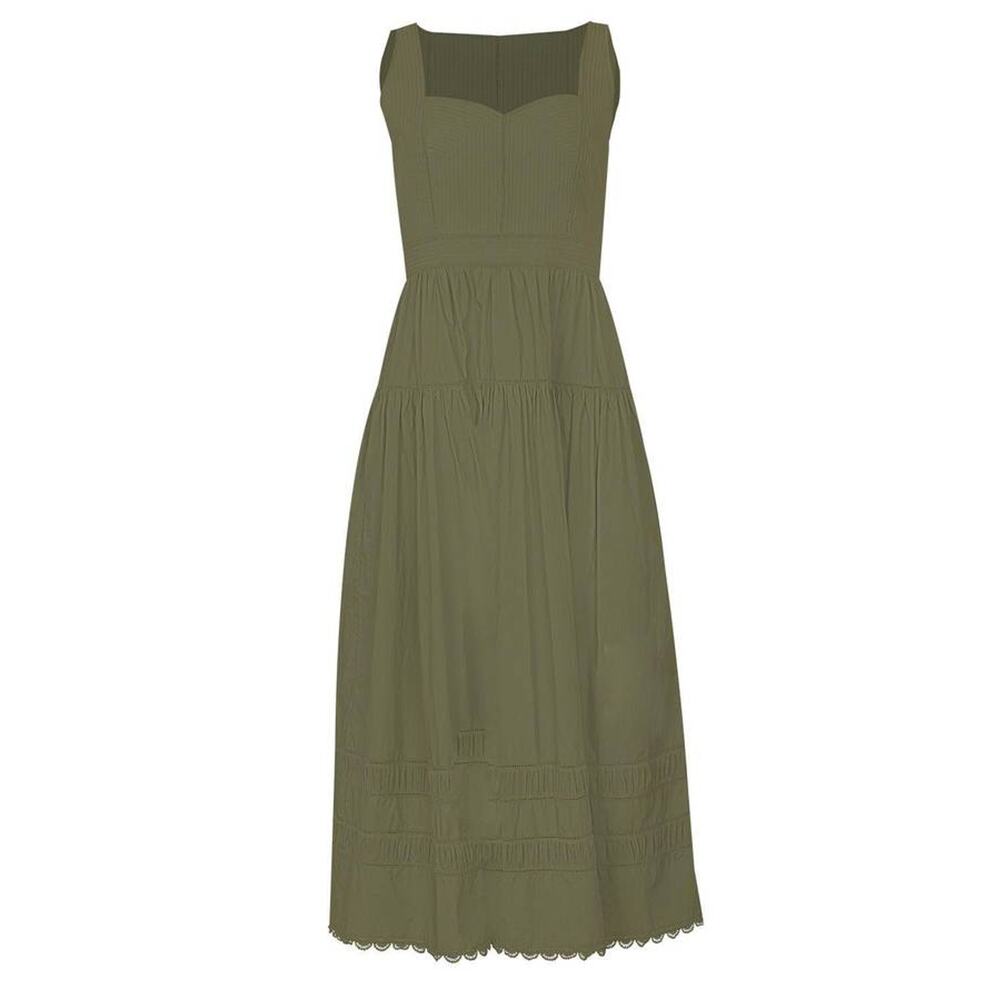 Ulla Johnson Olive Tiered Midi Dress with Sweetheart Bodice - Picture 4 of 7